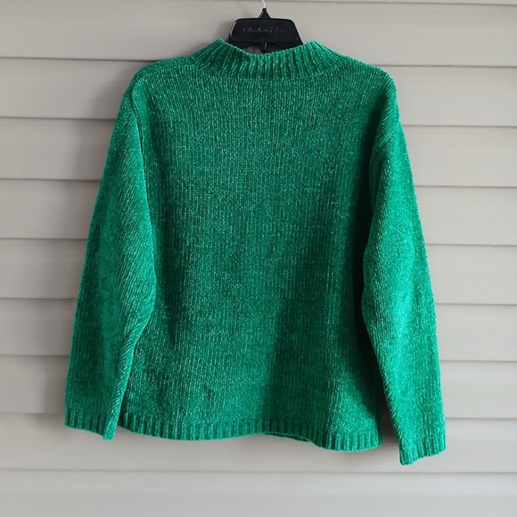 Vintage 90's L green fuzzy soft long sleeve mock neck sweater - Picture 6 of 8